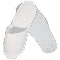 Economy White Terry Slipper in Paper Bands, Closed Toe, 30cm, EVA Sole, Pack of 200