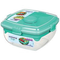 Sistema Salad Max to Go Coloured Clip, 1.63 Litre, Clear