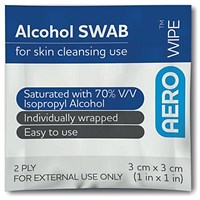 Aero Healthcare 70% Isopropyl Alcohol Swabs, 30x30mm, Pack of 100