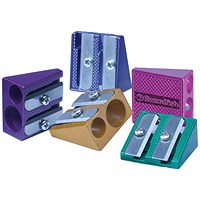 Swordfish Double Hole Metal Wedge Sharpener, Assorted, Pack of 20