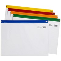 Snopake A3 Zip Filing Bags, Assorted, Pack of 25