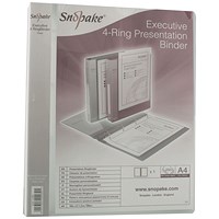 Snopake Executive Presentation Binder, A4, 4 D-Ring, 25mm Capacity, Clear