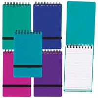 Snopake Wirebound Noteguard Notebook, 127x76mm, Ruled, 60 Pages, Assorted Colours, Pack of 5
