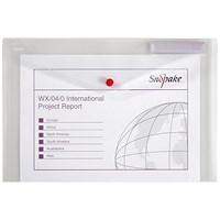 Snopake Foolscap Polyfile Classic Popper Wallets, Clear, Pack of 5