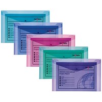 Snopake A5 Polyfile Popper Wallets, Assorted, Pack of 5