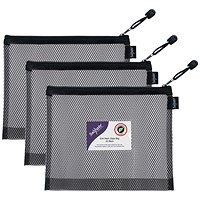 Snopake Eva Mesh Zippa-Bag High Capacity A5 Black (Pack of 3)