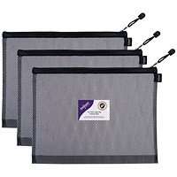 Snopake EVA Mesh Zippa-Bag High Capacity FC Black (Pack of 3)