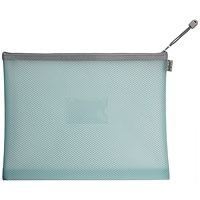 Snokpake EVA Mesh High Capacity Zippa Bag Foolscap Pastel Blue (Pack of 3)