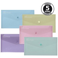 Snopake Reborn DL Polyfile Popper Wallets, Assorted, Pack of 5