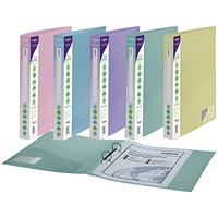 Snopake Reborn A4 Ring Binder, 2 O-Ring, 25mm Capacity, Assorted, Pack of 5