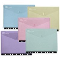 Snopake Reborn A4 Polyfile Ring Binder Wallet, 180 Micron, Side Opening, Assorted, Pack of 5