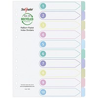 Snopake Reborn Index Dividers, 10-Part, Blank Multicoloured Tabs, A4, Assorted Pastel Colours, Pack of 5 Snopake Reborn Index Dividers, 10-Part, Blank Multicoloured Tabs, A4, Assorted Pastel Colours, Pack of 5
