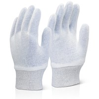 Beeswift Stockinette Knitwrist Gloves, Super White, Medium, Pack of 600 Beeswift Stockinette Knitwrist Gloves, Super White, Medium, Pack of 600