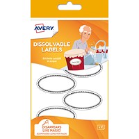 Avery UK Dissolvable Labels 55 x 29mm White with Black Rims (Pack 18 Labels) - SOLUB18.UK
