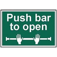 Spectrum Push Bar To Open PVC Safety Sign, 300x200mm, White on Green