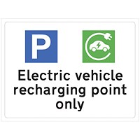 Spectrum Safety Sign Electric Vehicle Recharging Point Only RPVC 400x300mm