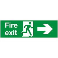 Safety Sign Fire Exit Running Man Arrow Right, 150x450mm, PVC