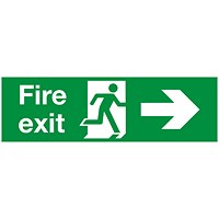 Safety Sign Fire Exit Running Man Arrow Right, 150x450mm, PVC