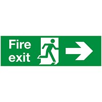Safety Sign Fire Exit Running Man Arrow Right 150x450mm PVC