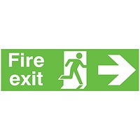 Safety Sign Niteglo Fire Exit Running Man Arrow Right, 150x450mm, PVC