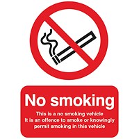 Safety Sign This is a No Smoking Vehicle 100x75mm Self-Adhesive