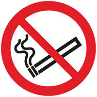 Safety Sign No Smoking Symbol, 50x50mm, Self Adhesive