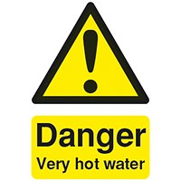 Safety Sign Danger Very Hot Water 75x50mm PVC