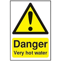 Safety Sign Danger Very Hot Water, 75x50mm, Self Adhesive Safety Sign Danger Very Hot Water, 75x50mm, Self Adhesive