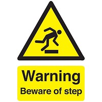 Safety Sign Warning Beware of Step, A5, Self Adhesive
