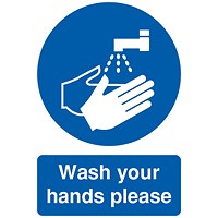 Safety Sign Wash Your Hands Please, A5, PVC