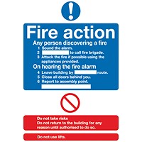 Safety Sign Fire Action Standard, A5, PVC