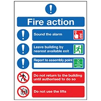 Safety Sign Fire Action Symbol, A5, PVC