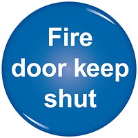 Domed Sign Fire Door Keep Shut Symbol, 60mm