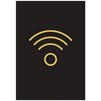 Wireless Rigid Plastic Sign, 105x150mm, Gold on Black