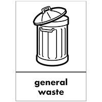 A5 Sign Self Adhesive General Waste Signs, Pack of 5