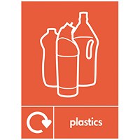 A5 Sign Self Adhesive Plastics Only Recycling Signs, Pack of 5