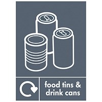A5 Sign Self Adhesive Food Tins and Drink Cans Recycling Signs, Pack of 5
