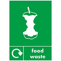 A5 Sign Self Adhesive Food Waste Recycling Signs, Pack of 5