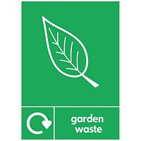 A5 Sign Self Adhesive Garden Waste Recycling Signs, Pack of 5