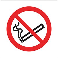 Safety Sign No Smoking Symbol 100x100mm Self-Adhesive (Pack of 5)