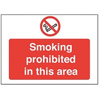 Safety Sign Smoking Prohibited in This Area, 450x600mm, PVC