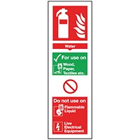 Safety Sign Water Fire Extinguisher, 300x100mm, Self Adhesive