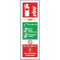Safety Sign Foam Fire Extinguisher, 300x100mm, Self Adhesive