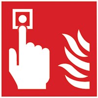 Safety Sign Fire Alarm, 100x100mm, Self Adhesive, Pack of 5