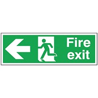Safety Sign Fire Exit Running Man Arrow Left, 150x450mm, Self Adhesive