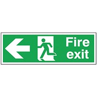 Safety Sign Fire Exit Running Man Arrow Left, 150x450mm, Self Adhesive