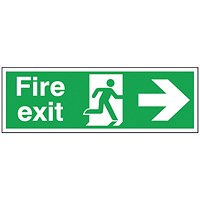 Safety Sign Fire Exit Running Man Arrow Right, 150x450mm, Self Adhesive