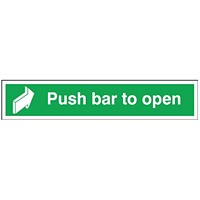 Safety Sign Push Bar to Open 75x600mm Self-Adhesive