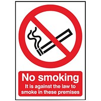 Safety No Smoking Sign, 210x148mm, PVC