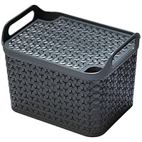 Strata Medium Urban Store Basket with Lid 14L Charcoal Grey